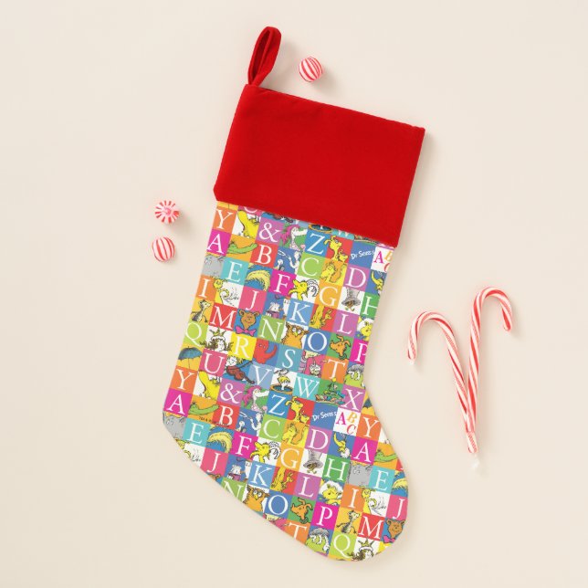 Dr. Seuss's ABC Colorful Block Letter Pattern Christmas Stocking (Front)