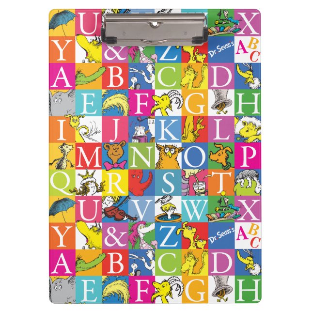 Dr. Seuss's ABC Colorful Block Letter Pattern Clipboard (Front)