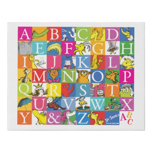 Dr Seusss ABC Colorful Block Letter Pattern Faux Canvas Print