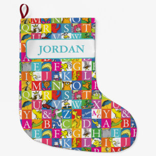 Dr. Seuss's ABC Colorful Block Letter Pattern Large Christmas Stocking