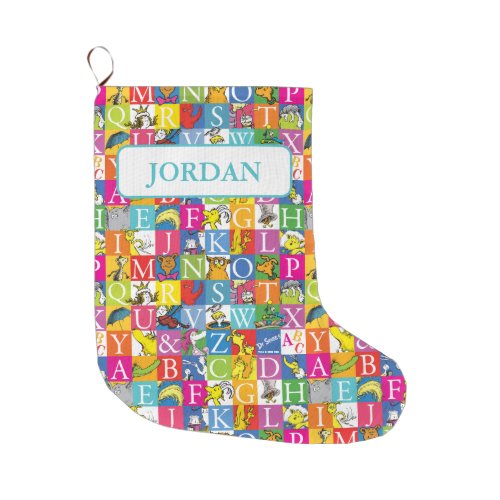 Dr Seusss ABC Colorful Block Letter Pattern Large Christmas Stocking