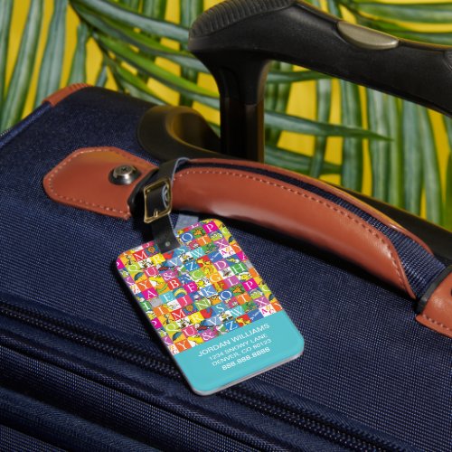 Dr Seusss ABC Colorful Block Letter Pattern Luggage Tag