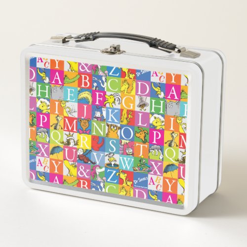 Dr Seusss ABC Colorful Block Letter Pattern Metal Lunch Box