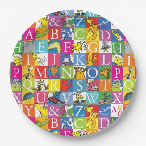 Dr Seusss ABC Colorful Block Letter Pattern Paper Plates