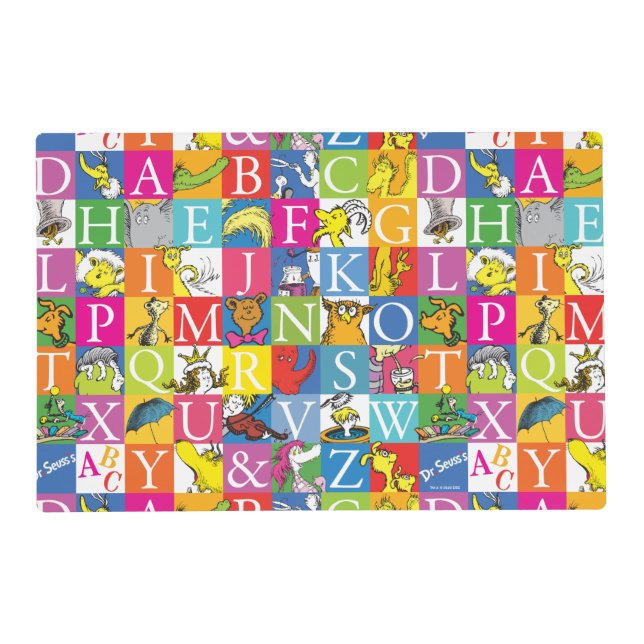 Dr. Seuss's ABC Colorful Block Letter Pattern Placemat (Front)