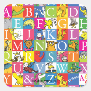 Dr. Seuss's ABC Colorful Block Letter Pattern Square Sticker