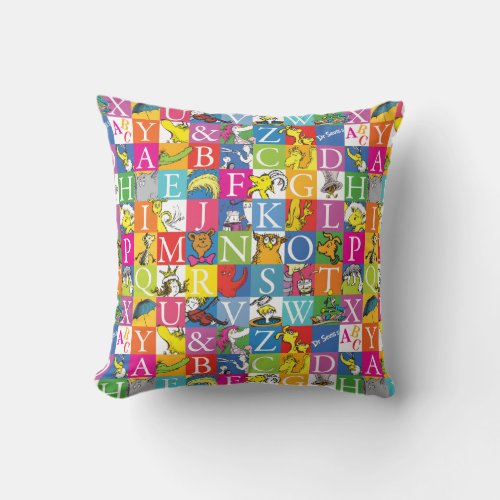 Dr Seusss ABC Colorful Block Letter Pattern Throw Pillow