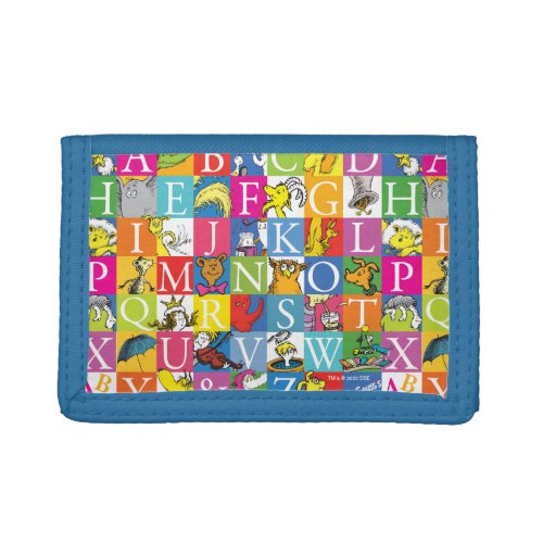 Dr Seusss ABC Colorful Block Letter Pattern Trifold Wallet