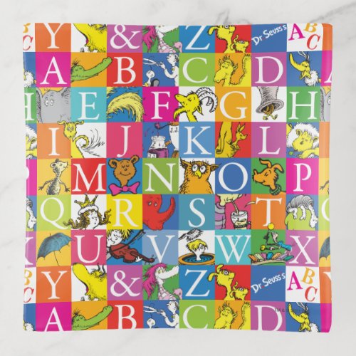 Dr Seusss ABC Colorful Block Letter Pattern Trinket Tray