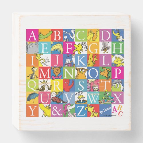 Dr Seusss ABC Colorful Block Letter Pattern Wooden Box Sign