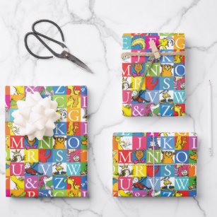 Dr. Seuss's ABC Colorful Block Letter Pattern Wrapping Paper Sheets