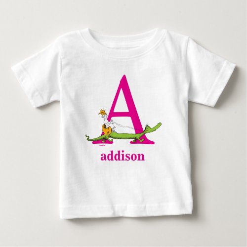 Dr Seusss ABC Letter A _ Pink  Add Your Name Baby T_Shirt