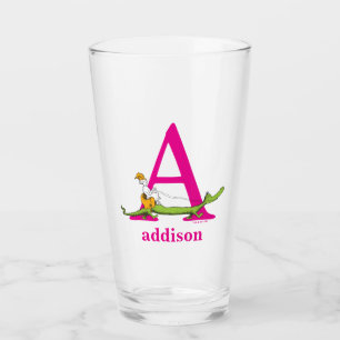 Dr. Seuss's ABC: Letter A - Pink Add Your Name Glass