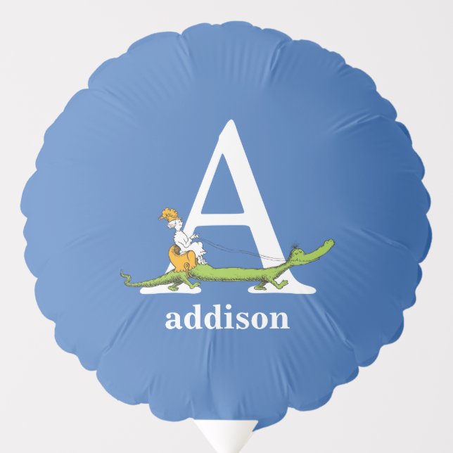 Dr. Seuss's ABC: Letter A - White | Add Your Name Balloon (Front)