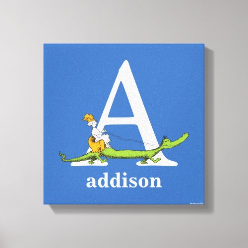 Dr Seusss ABC Letter A _ White  Add Your Name Canvas Print