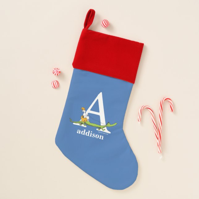 Dr. Seuss's ABC: Letter A - White | Add Your Name Christmas Stocking (Front)