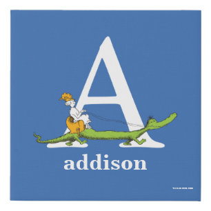 Dr. Seuss's ABC: Letter A - White   Add Your Name Faux Canvas Print