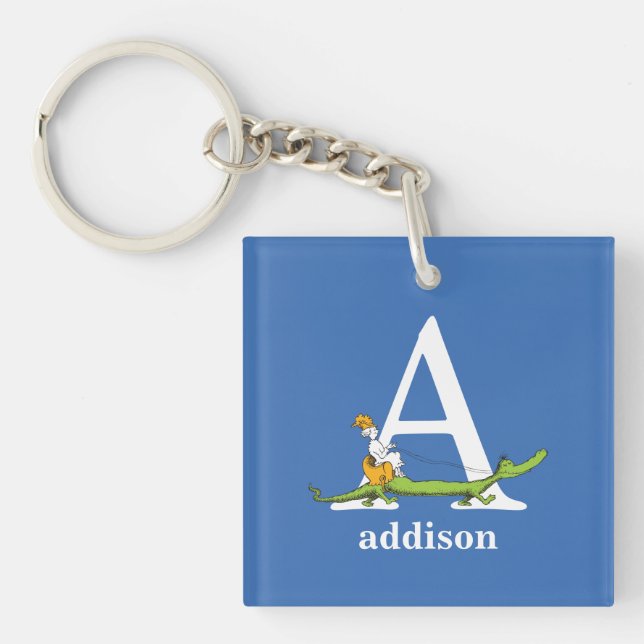 Dr. Seuss's ABC: Letter A - White | Add Your Name Keychain (Front)