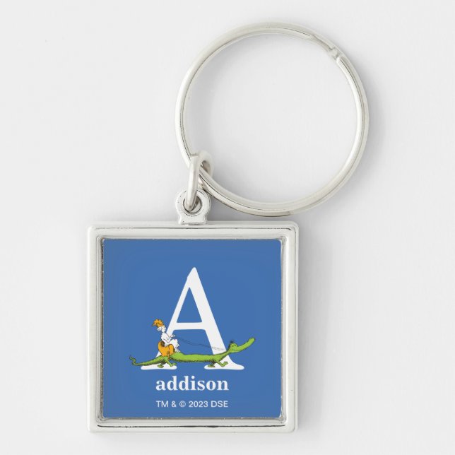 Dr. Seuss's ABC: Letter A - White | Add Your Name Keychain (Front)