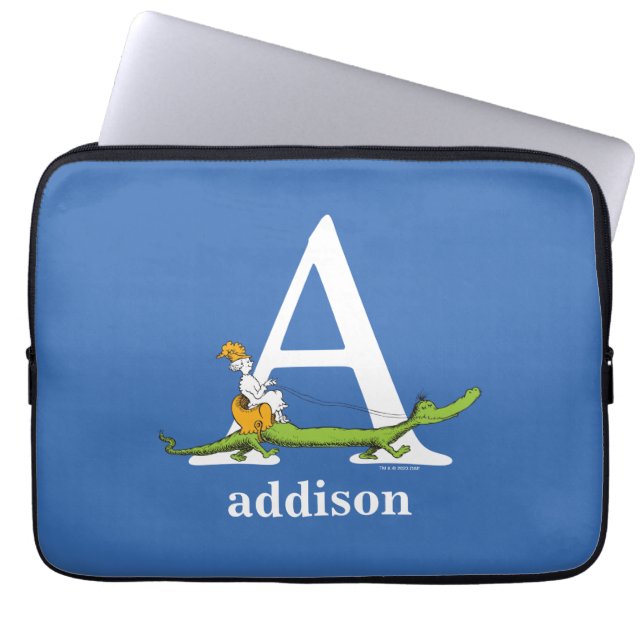 Dr. Seuss's ABC: Letter A - White | Add Your Name Laptop Sleeve (Front)