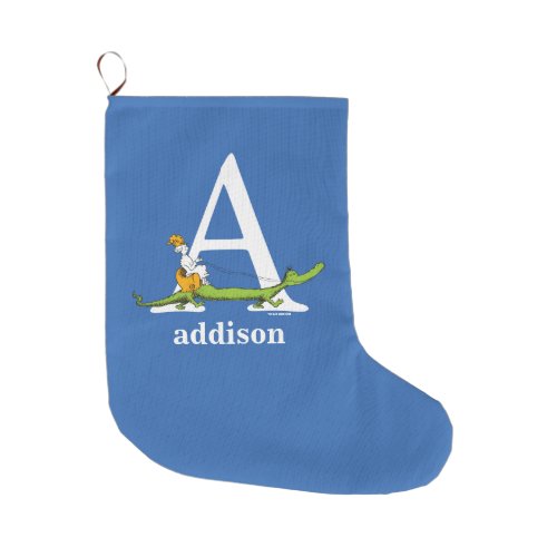 Dr Seusss ABC Letter A _ White  Add Your Name Large Christmas Stocking
