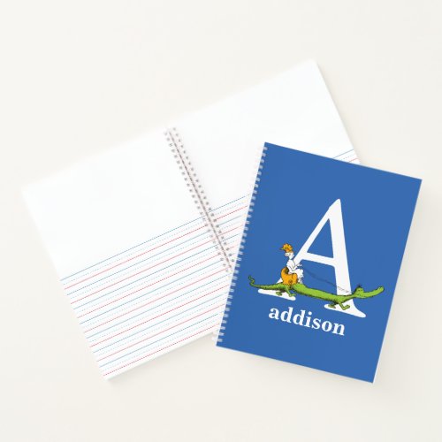 Dr Seusss ABC Letter A _ White  Add Your Name Notebook