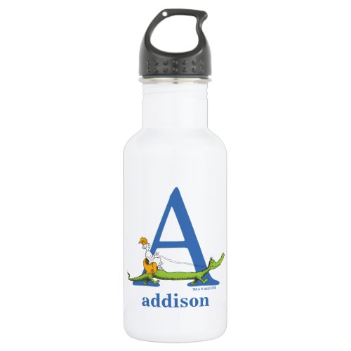 Dr Seusss ABC Letter A _ White  Add Your Name Stainless Steel Water Bottle