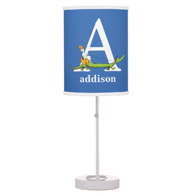 Dr. Seuss's ABC: Letter A - White | Add Your Name Table Lamp (Front)