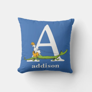 Dr. Seuss's ABC: Letter A - White Add Your Name Throw Pillow