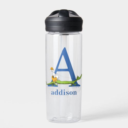 Dr Seusss ABC Letter A _ White  Add Your Name Water Bottle