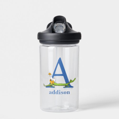 Dr Seusss ABC Letter A _ White  Add Your Name Water Bottle