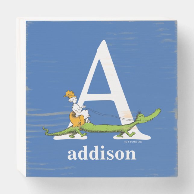 Dr. Seuss's ABC: Letter A - White | Add Your Name Wooden Box Sign (Front Horizontal)