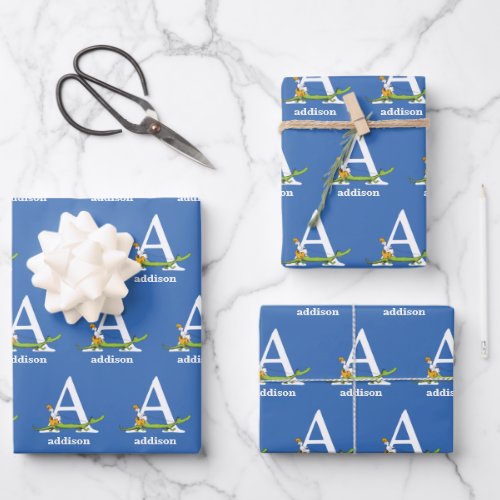 Dr Seusss ABC Letter A _ White  Add Your Name Wrapping Paper Sheets