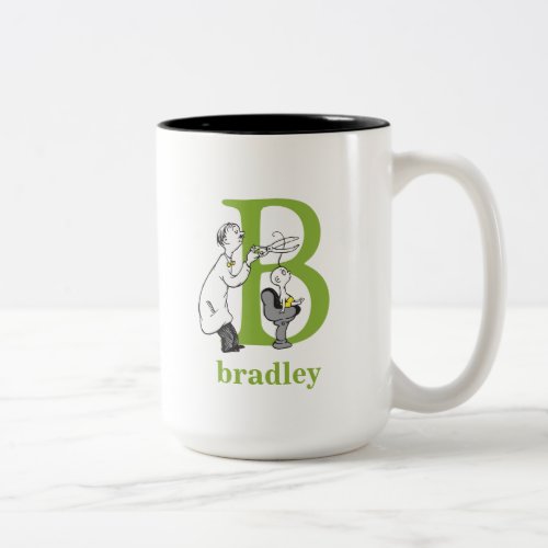Dr Seusss ABC Letter B _ Green  Add Your Name Two_Tone Coffee Mug