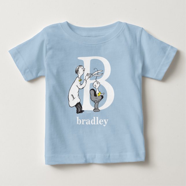 Dr. Seuss's ABC: Letter B - White | Add Your Name Baby T-Shirt (Front)