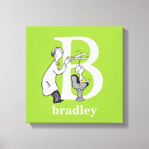 Dr Seusss ABC Letter B _ White  Add Your Name Canvas Print