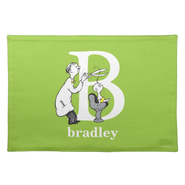 Dr. Seuss's ABC: Letter B - White | Add Your Name Cloth Placemat (Front)