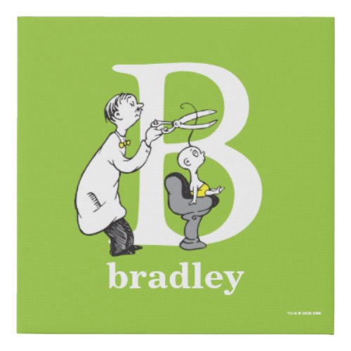 Dr Seusss ABC Letter B _ White  Add Your Name Faux Canvas Print