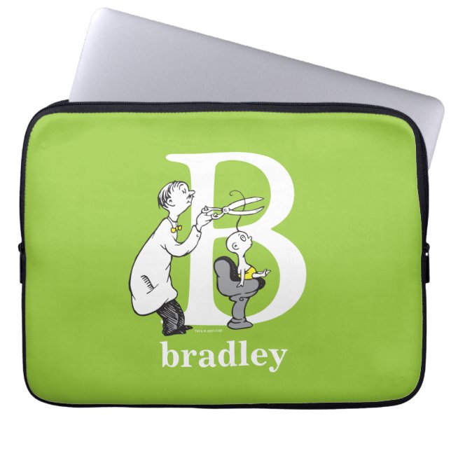 Dr. Seuss's ABC: Letter B - White | Add Your Name Laptop Sleeve (Front)