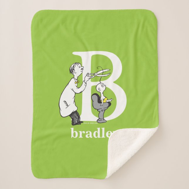 Dr. Seuss's ABC: Letter B - White | Add Your Name Sherpa Blanket (Front)