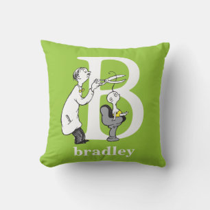 Dr. Seuss's ABC: Letter B - White Add Your Name Throw Pillow