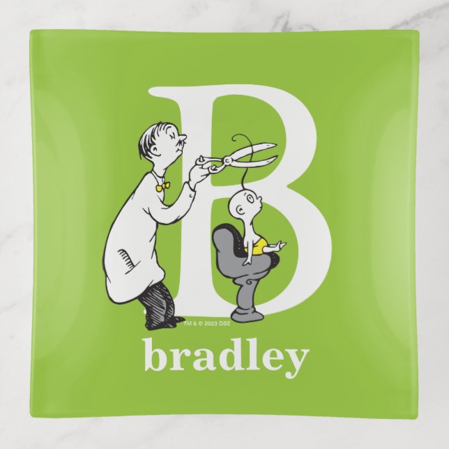 Dr. Seuss's ABC: Letter B - White | Add Your Name Trinket Tray (Front)