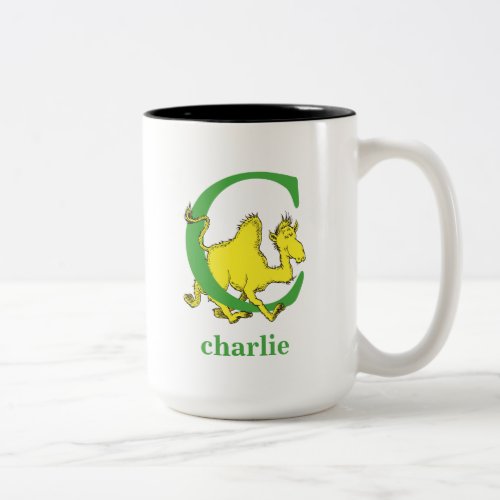 Dr Seusss ABC Letter C _ Green  Add Your Name Two_Tone Coffee Mug
