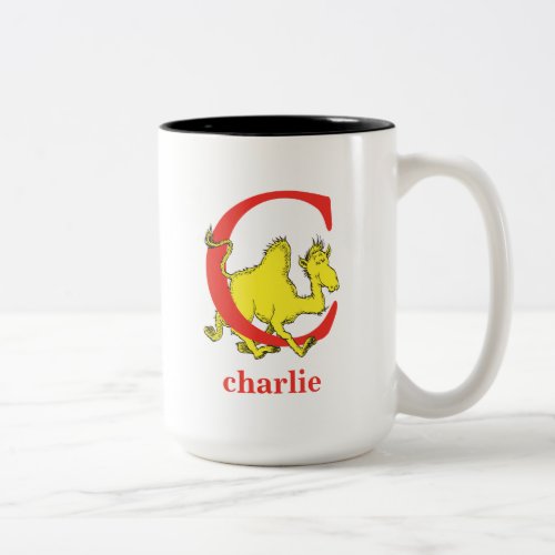 Dr Seusss ABC Letter C _ Red  Add Your Name Two_Tone Coffee Mug