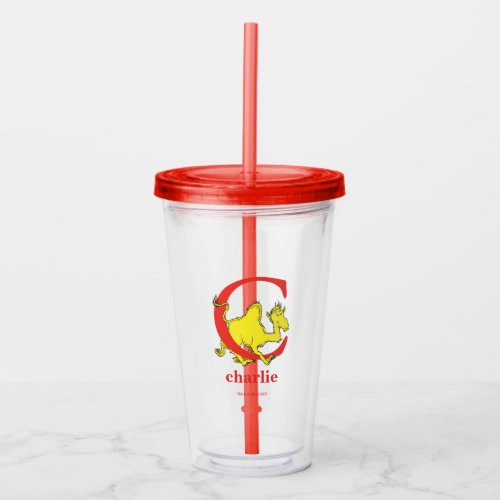 Dr Seusss ABC Letter C _ White  Add Your Name Acrylic Tumbler