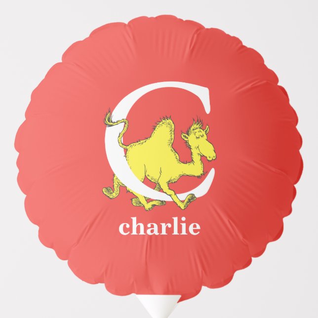 Dr. Seuss's ABC: Letter C - White | Add Your Name Balloon (Front)