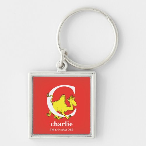Dr Seusss ABC Letter C _ White  Add Your Name Keychain