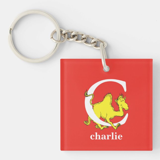 Dr. Seuss's ABC: Letter C - White | Add Your Name Keychain (Front)