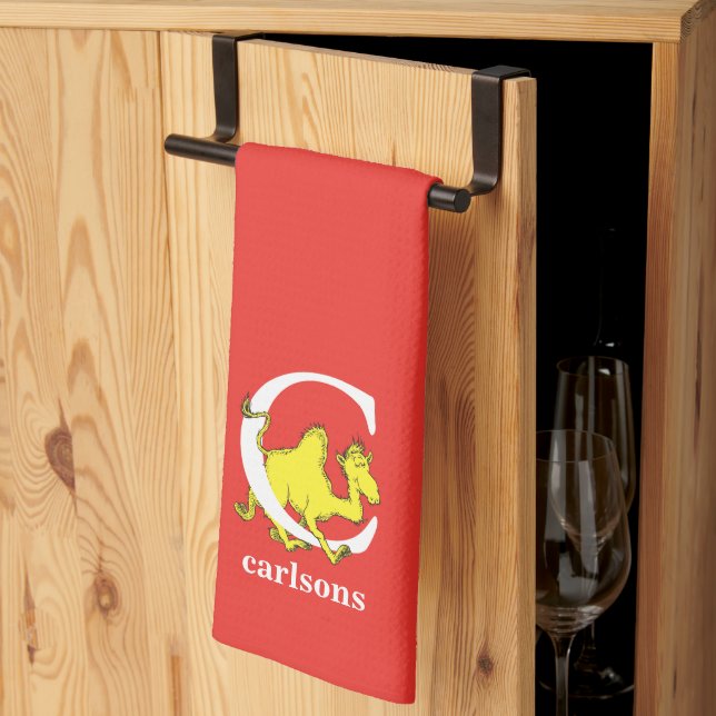 Dr. Seuss's ABC: Letter C - White | Add Your Name Kitchen Towel (Thirds Fold)
