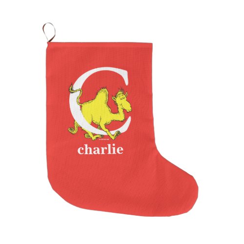 Dr Seusss ABC Letter C _ White  Add Your Name Large Christmas Stocking